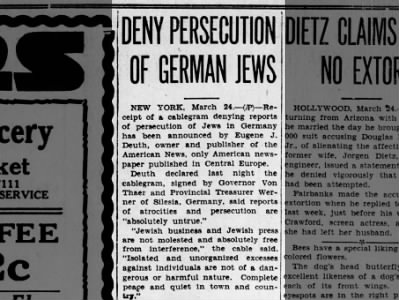 Deny Persecution of German Jews