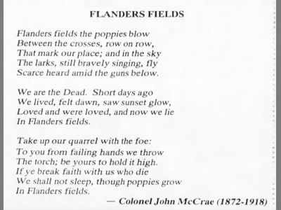 Poem that inspired memorial poppies